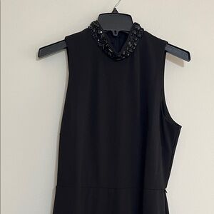 Taylor Black Sleeveless Jumpsuit with Beaded Collar